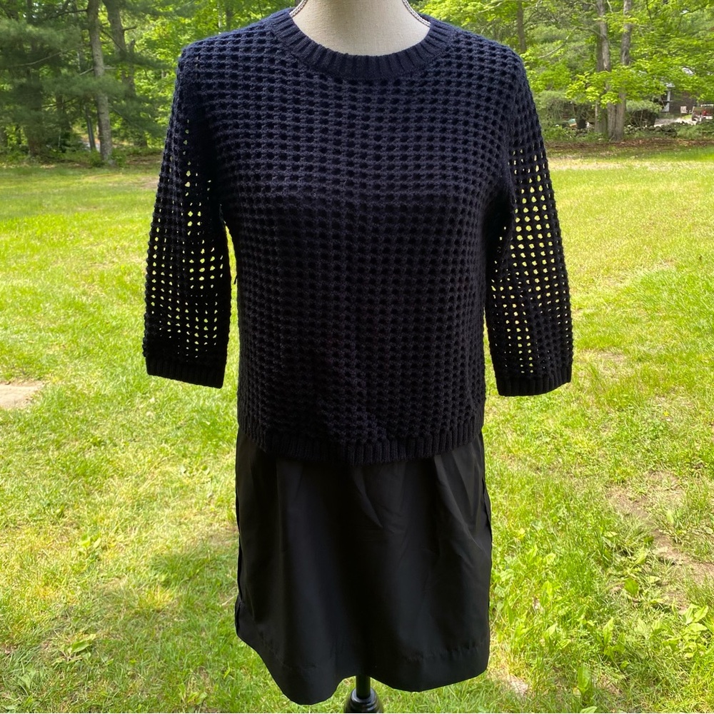 COS DRESS MINI BLACK KNIT & SMOOTH SHEATH 3/4 SLEEVE SIZE XS